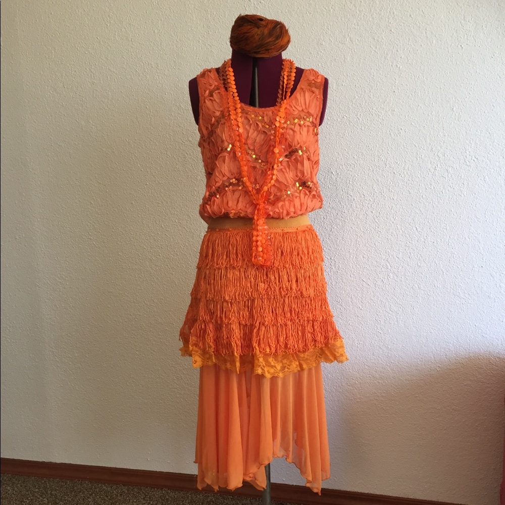 Orange flapper Halloween costume